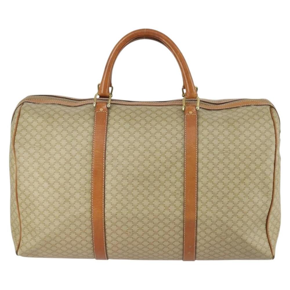CELINE Macadam Canvas Boston Bag PVC Beige Gold Auth ki6249 - Picture 2 of 16